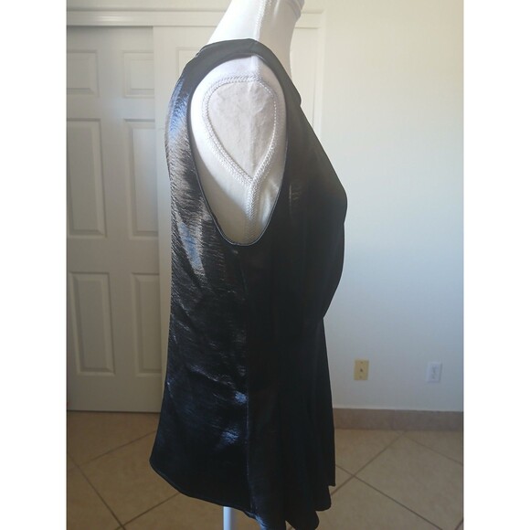 Express Womens Blouse Black Peplum Asymmetrical Top Medium Career Evening - Picture 4 of 15